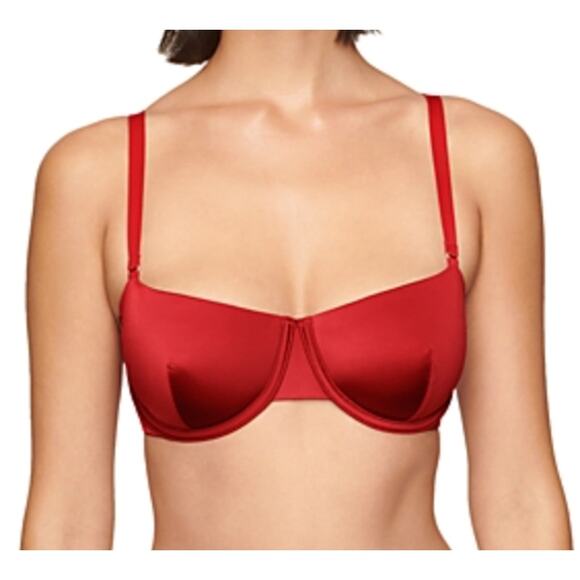 CUUP the balconette 38G red satin bra